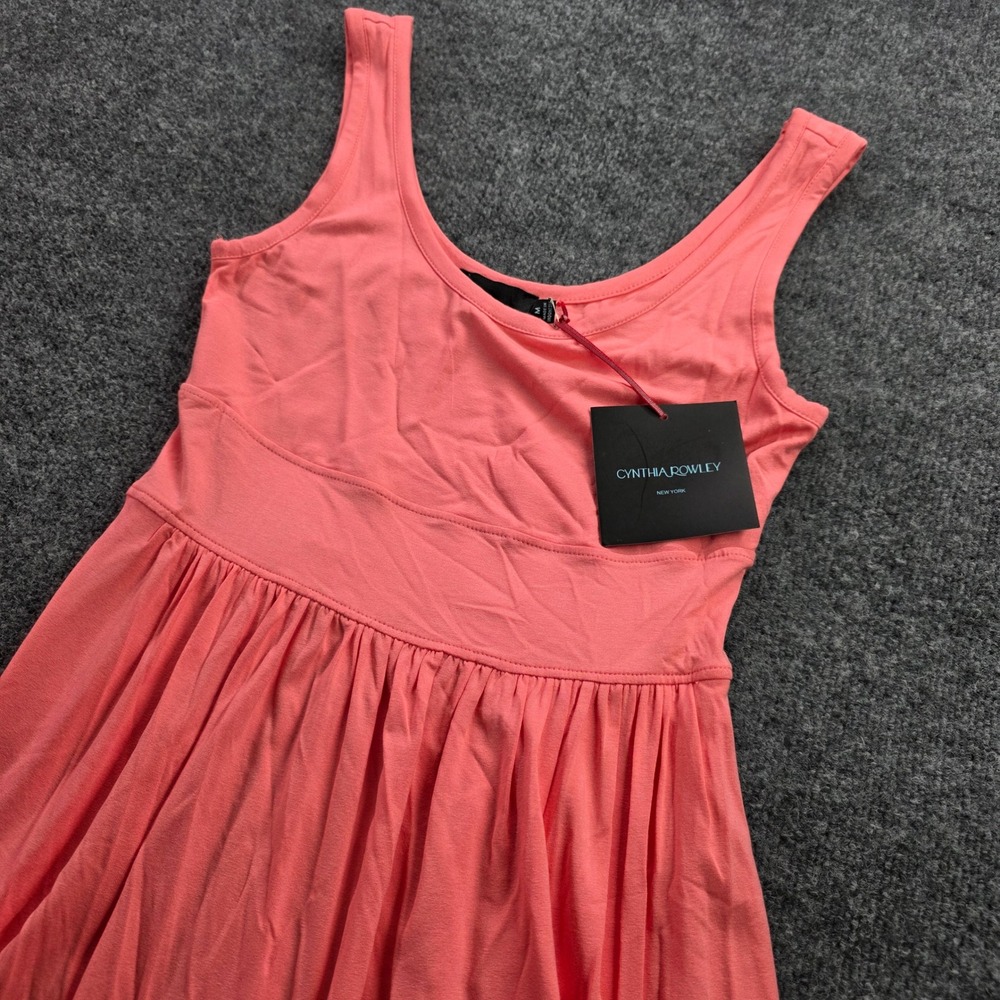 Cynthia Rowley Dress Fit Flare Empire Waist Midi Sleeveless M Coral Pink Womens